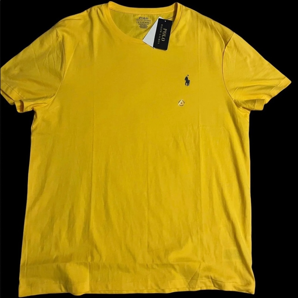 Mens Polo Ralph Lauren Yellow Crew Neck Slim Fit T-Shirt Size XL